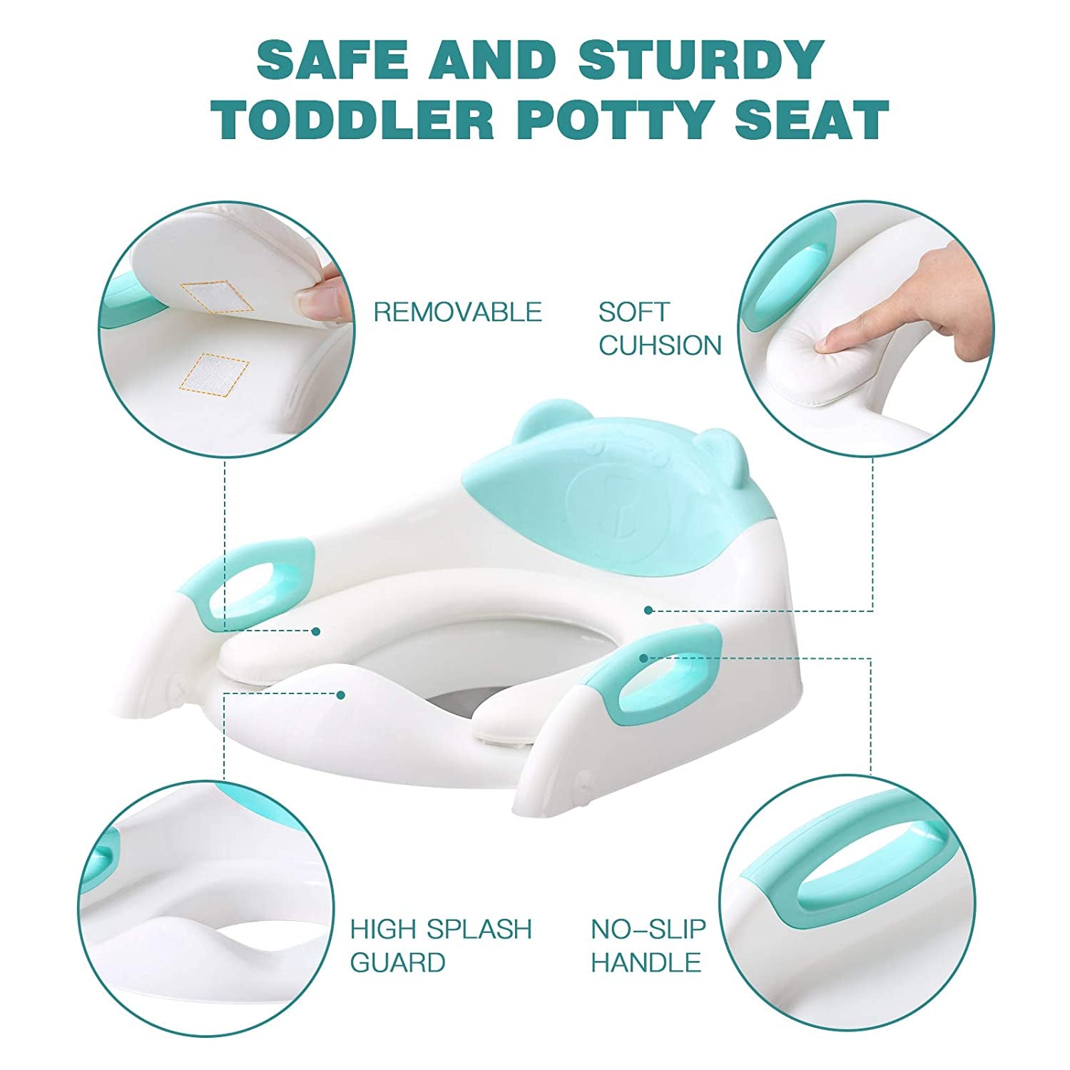 Potty Training Seat with Step Stool Ladder, Potty Training Toilet for Kids Boys Girls Toddlers-Comfortable Safe Potty Seat with Anti-Slip Pads Ladder (Blue)