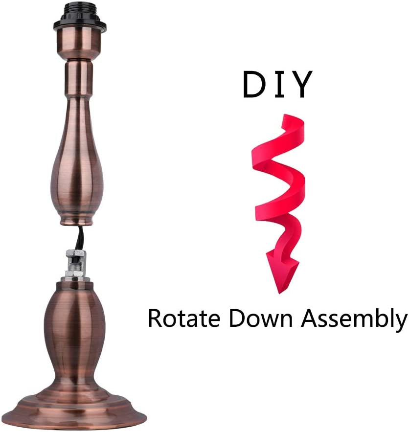 18 Inch Tall DIY Industrial Art Deco Retro Creative All Metal Table Lamps Bedroom,  Large Bronze Baroque Vintage Lights for Living Room