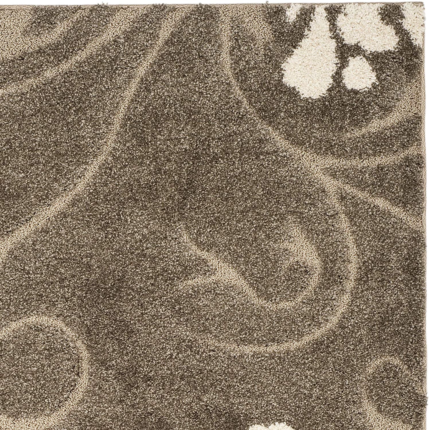 Florida Shag Collection 3'3" X 5'3" Smoke / Beige SG464 Floral Non-Shedding Living Room Bedroom Dining Room Entryway Plush 1.2-Inch Thick Area Rug