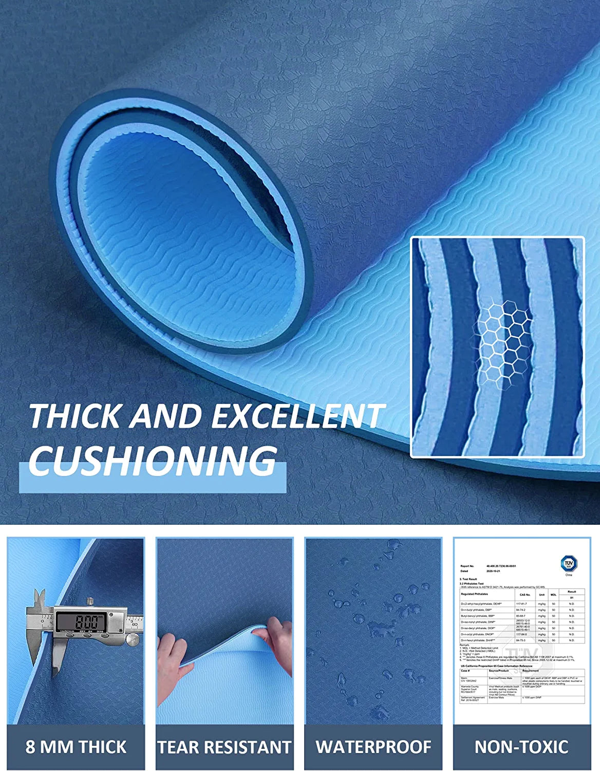 Yoga Mat  Yoga Mats for Women 1/3 Inch Thick Yoga Mat for Men Exercise Mat Workout Mat for Yoga Pilates Home Gym Yoga Mat Non Slip with Carrying Strap