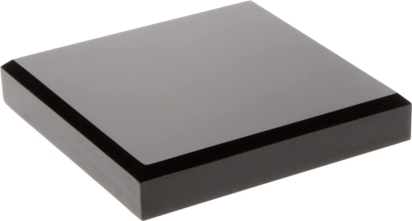 Plymor Black Acrylic Square Beveled Display Base, 4" W X 4" D X 0.75" H