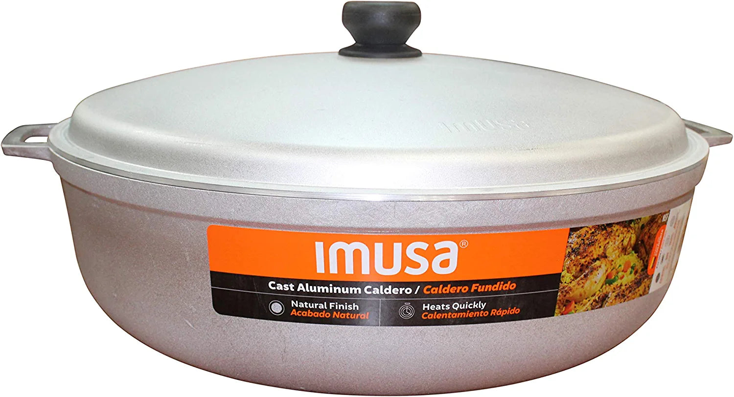 USA 17.9Qt JUMBO Traditional Colombian Caldero (Dutch Oven) for Cooking and Serving, Silver, 17.9 Quart
