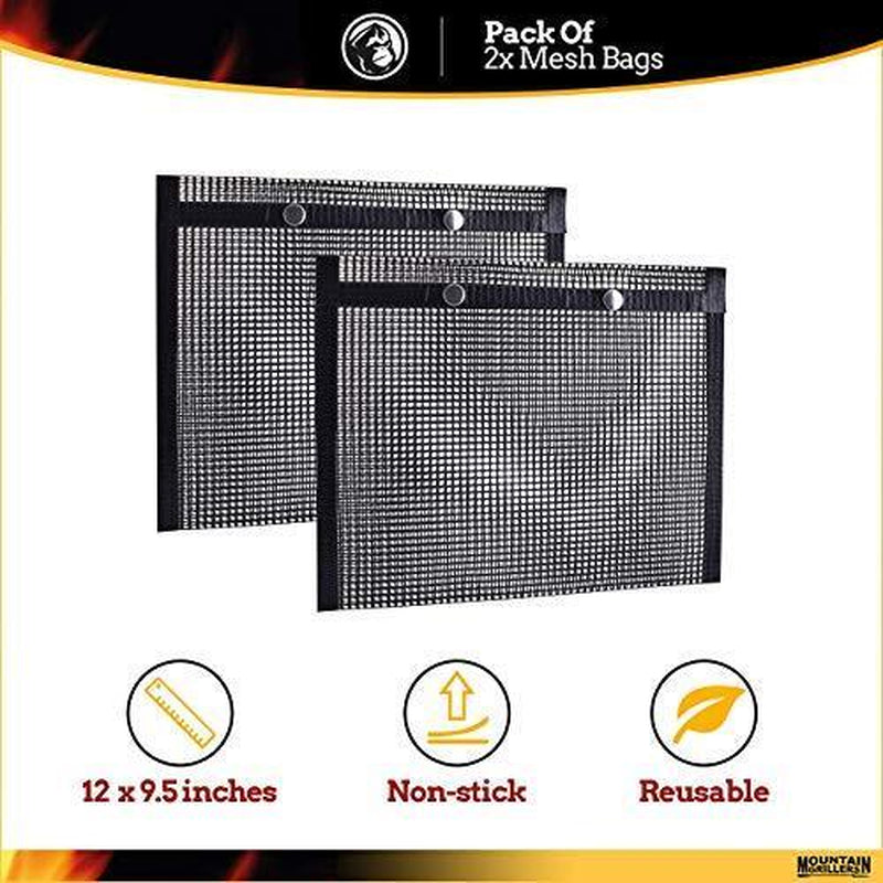 BBQ Mesh Grill Bags - 12 X 9.5 Inch Reusable Grilling Pouches for Grills