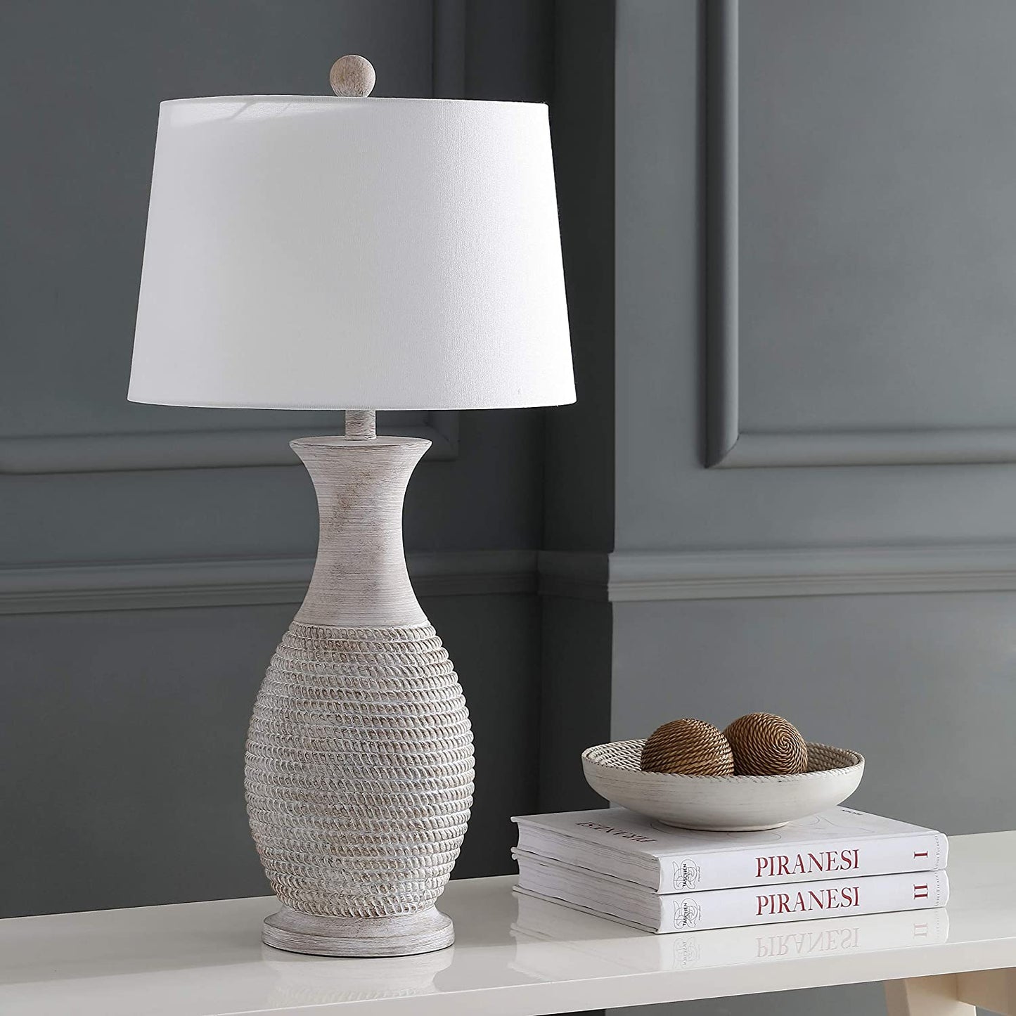 Lighting Collection Bentlee Rustic Grey 30-Inch Bedroom Living Room Home Office Desk Nightstand Table Lamp Set of 2 (LED Bulbs Included)