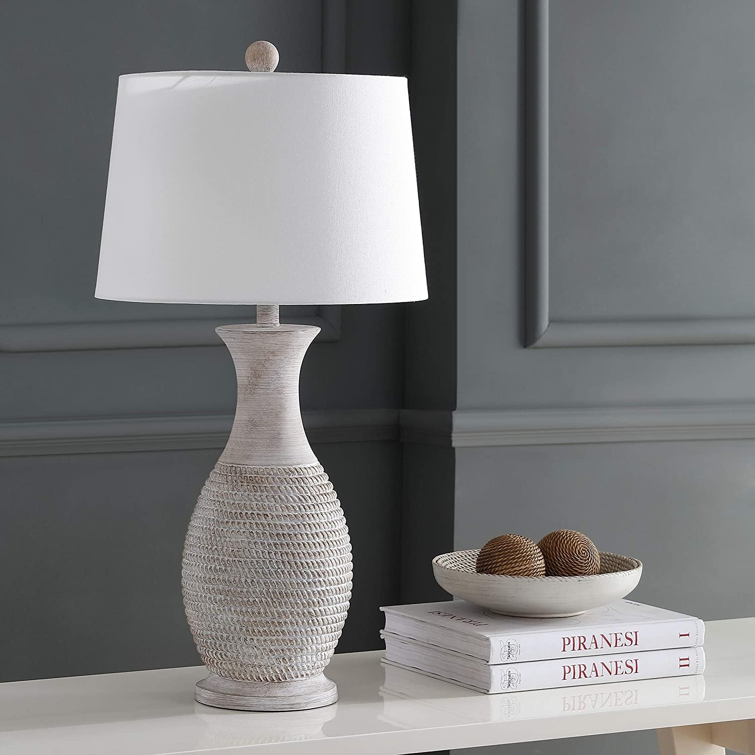 Lighting Collection Bentlee Rustic Grey 30-Inch Bedroom Living Room Home Office Desk Nightstand Table Lamp Set of 2 (LED Bulbs Included)