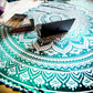 Tealtastic Mandala round Tapestry Hippie Indian Mandala Beach Roundie Picnic Table Throw Hippy Bohemian Spread Boho Gypsy Cotton Tablecloth Beach Towel Meditation round Yoga Mat - 72 Inches, Green