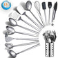 Stainless Steel Cooking Utensils Set, 13 Pieces Kitchen Utensils Set, Kitchen Tools Set with Utensil Holder Non-Stick and Heat Resistant,Dishwasher Safe, Easy to Clean (13 Packs)