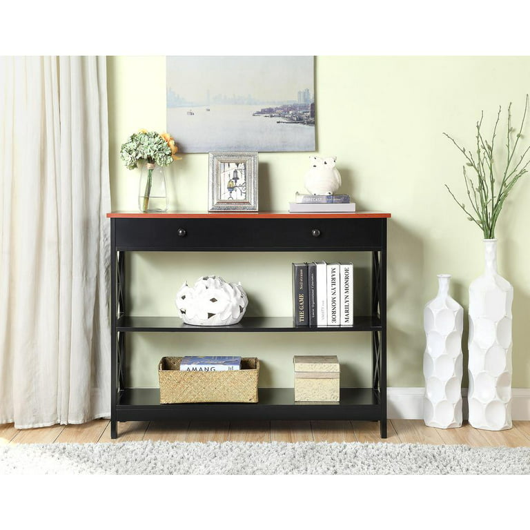 Convenience Concepts Oxford 1 Drawer Console Table, Cherry/Black