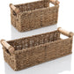 Wicker Storage Basket for Toilet Paper – Set of 2 Toilet Paper Holder for Bathroom Organization – Premium Wooden Handles and Durable Seagrass Design – Versatile Bathroom Counter Organizer