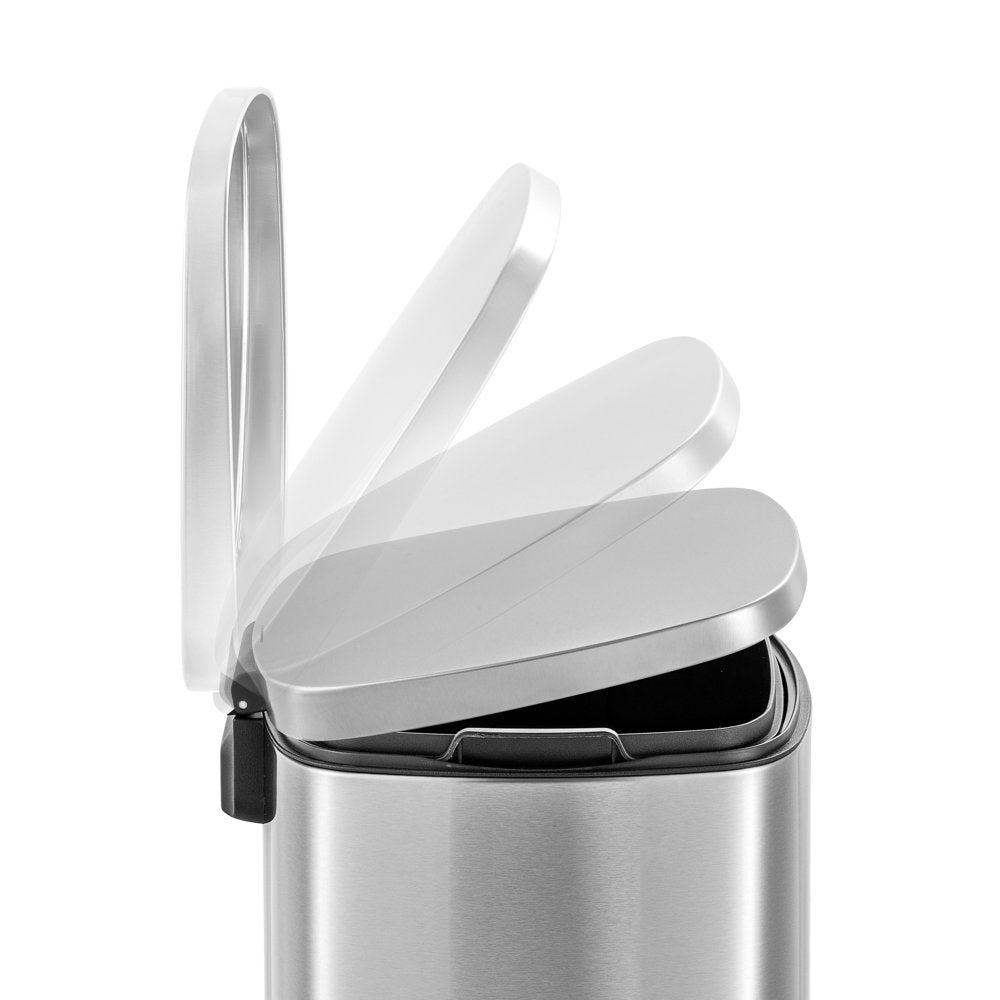 Qualiazero Rectangular Step Garbage Can 3 Piece Combo, 13.2 Gal , Two 1.3 Gal, Stainless Steel