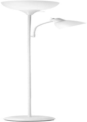 67136 72" Torchiere Floor Lamp + Adjustable Reading Light, Matte White, Frosted Plastic Shade, 3-Step Rotary Switch on Floor Lamp Socket, Home Improvement, Home Office Accessories