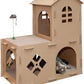 Furhaven Farmhouse Multi-Level Cat Scratcher Hideout W/ Catnip - Cardboard Brown, One Size