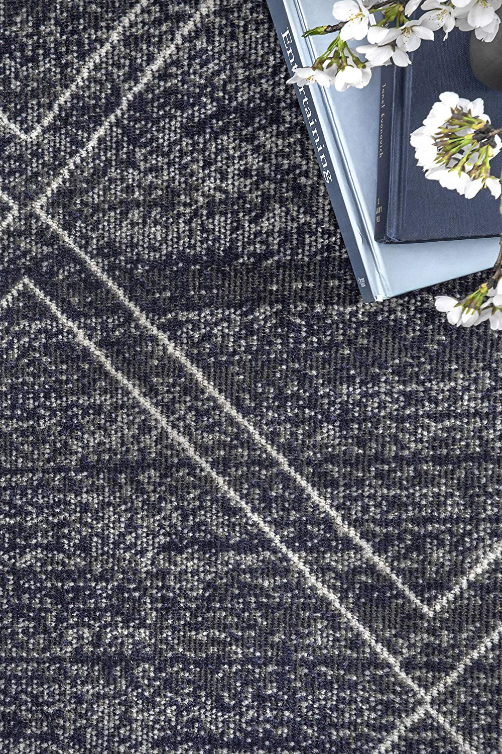 Roberge Diamonds Indoor/Outdoor Runner Rug, 2' 6" X 8', Blue