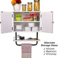 17X21” Barndoor Bathroom Wall Cabinet, Space Saver Storage Cabinet Kitchen Medicine Cabinet with Adjustable Shelf and Towel Bar, White