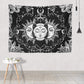 Sun and Moon Tapestry, Black and White Tapestries Mystic Burning Sun with Star Wall Hanging Decor for Bedroom (59" W X 51" L)