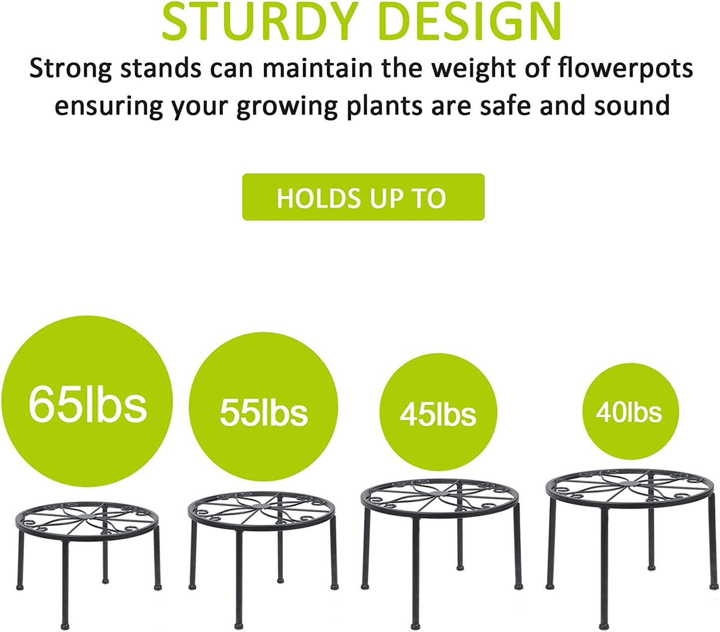 4-Pack Decent Metal Plant Stands, Anti-Rust Iron Flower Pot Stand, Heavy Duty Plant Pot Shelf, Decoration Racks for Home Indoor and Outdoor