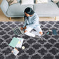 Luxury Shag Area Rug Modern Indoor Plush Fluffy Rugs, Extra Soft and Comfy Carpet, Geometric Moroccan Rugs for Bedroom Living Room Girls Nursery Kids Home 4X6 Feet Dark Grey/White