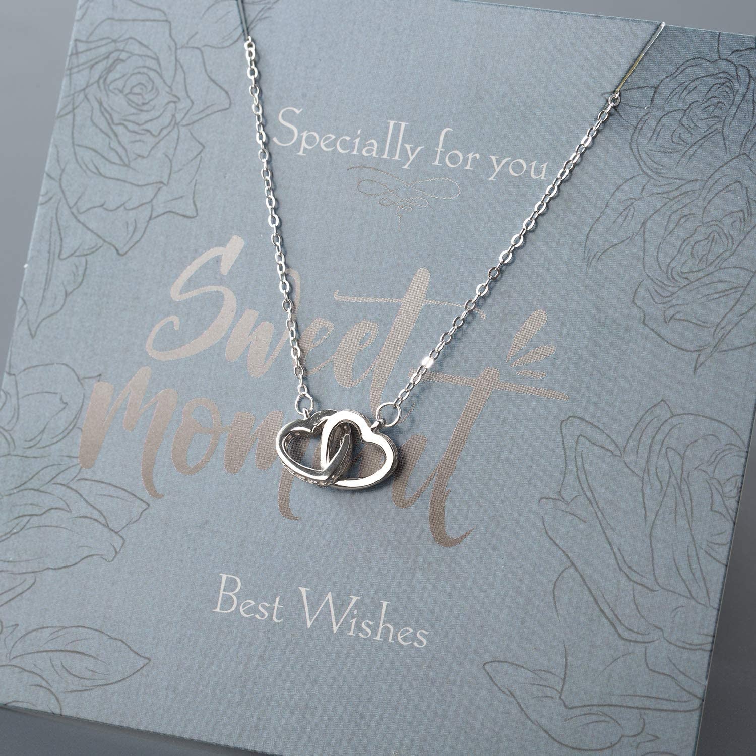 Gifts for Grandma - Best Mother'S Day Birthday Gift Set - Grandma Gifts Set Includes Sterling Silver Necklace，Earrings, Pink Marble Jewelry Trays,Pink Marble Mug, Scented Candle and Flower