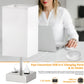 Touch Control Bedside Lamp, USB Table Lamp with 4 Bulbs,3 Way Dimmable Nightstand Lamp with 2 USB Ports & AC Outlet, Touch Desk Lamps for Bedrooms Living Room, Small Table Lamp, White Fabric Shade