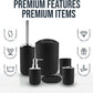 Black Bathroom Accessories Set Complete with Bathroom Rugs Set and Shower Curtain Set, 12 Piece Bathroom Sets with Rugs and Accessories, Shower Curtain with Liner & Hooks, Bath Mat Set