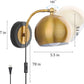 OYLYW Gold Wall Sconces Plug in Lighting Fixture ,E26 Industrial Vintage Boho Adjustable Wall Lights,Set of 2 Pack Wall Lamp Bedside Lamp Bathroom Vanity Lights