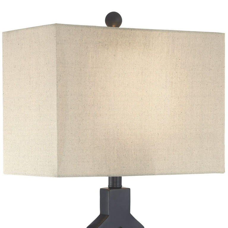 360 Lighting Modern Table Lamps 26.5" High Set of 2 Classic Moroccan Black Off White Rectangular Fabric Shade for Living Room Family Bedroom