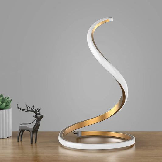 Spiral LED Table Lamp, Modern 3 Colors Dimmable Desk Lamp with Minimalist Lighting Design & Touch Controller, Creative Stylish Smart Lamp for Bedroom, Office, Home (Gold)