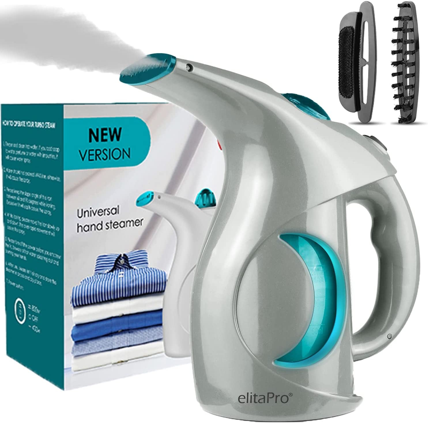 Steamer for Clothes, Handheld Garment Steamer, Travel Size Clothing Steam Iron, Dry Steam Upgraded Version Gray / Teal