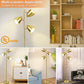 DLLT Modern Floor Lamp, 3-Light Reading Standing Tree Lamp with Adjustable Metal Heads, Brass Tall LED Lighting for Living Room, Bedroom, Study Room, Office, E26 Base (Bulbs Include)