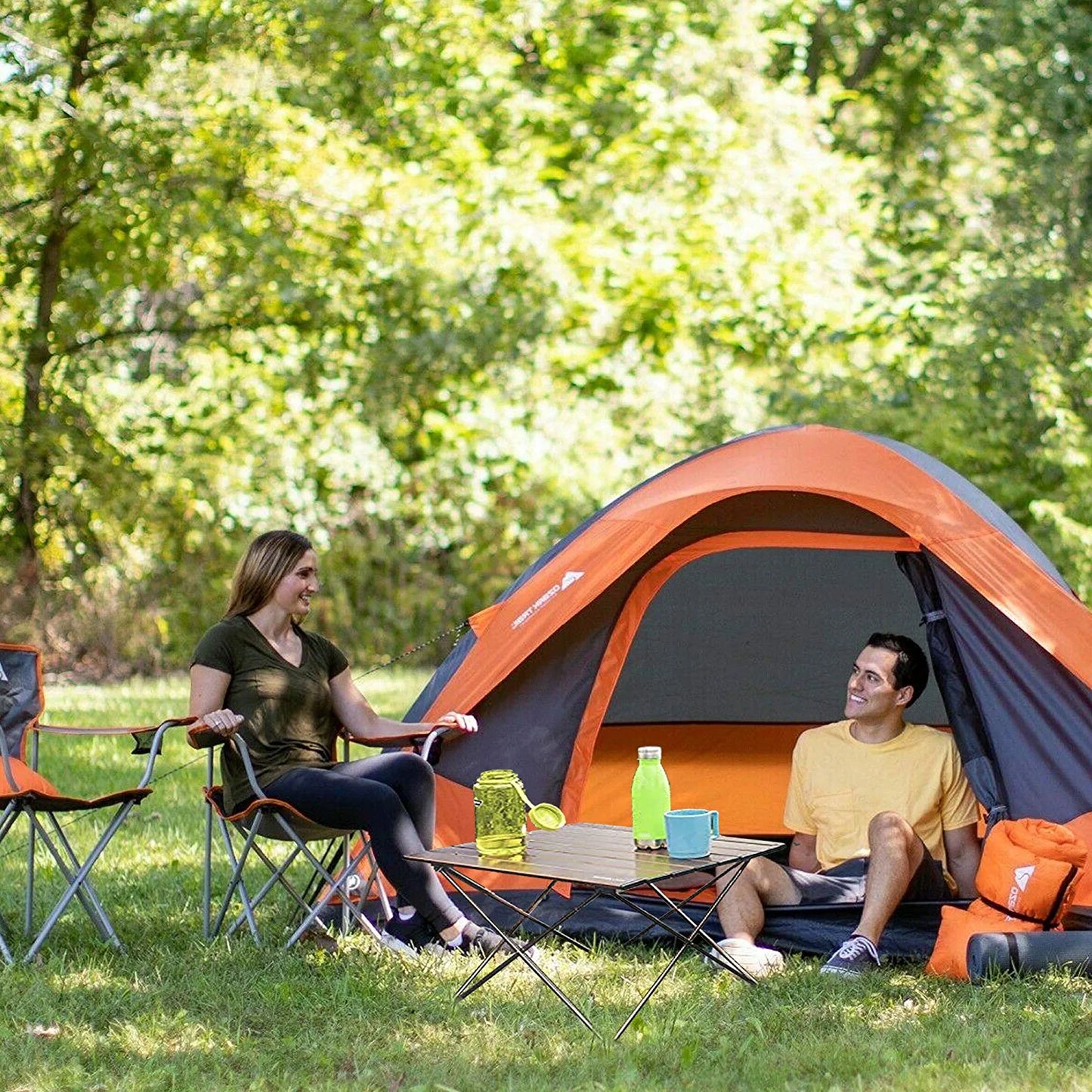 Grope Portable Camping Table with Aluminum Table Top, Folding Beach Table Easy to Carry, Prefect for Outdoor, Picnic, BBQ, Cooking, Festival, Beach, Home