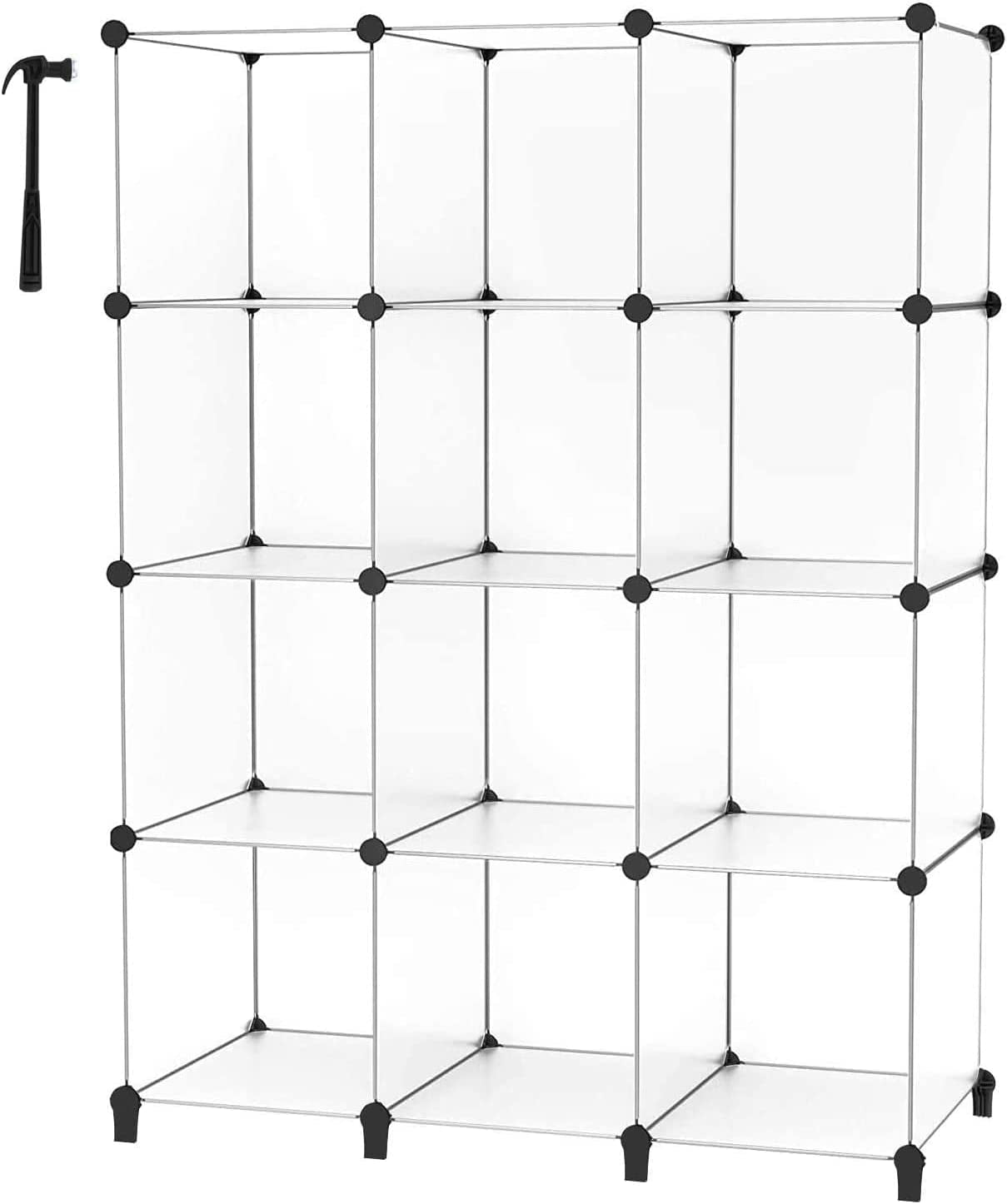 Closet Organizer, 12-Cube Closet Organizers and Storage, Portable Closet Storage Shelves, Clothing Storage for Kids, Closet, Bedroom, Bathroom, Office (11.8X11.8X11.8 Inch), Transparent