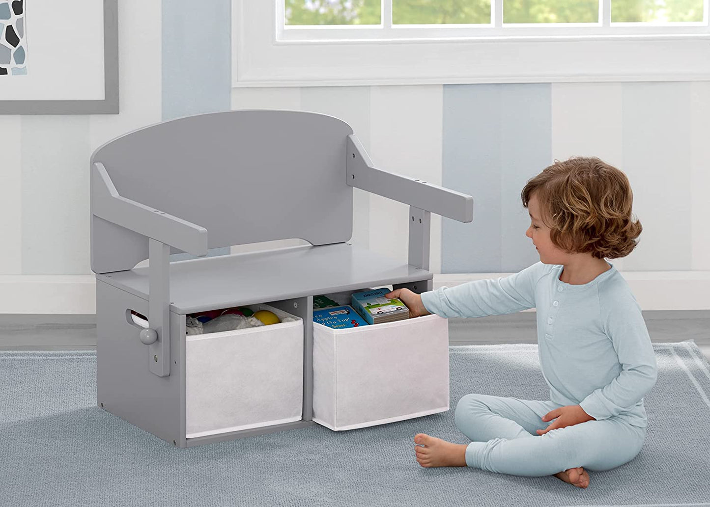 Mysize Kids Convertible Activity Bench - Greenguard Gold Certified, Grey