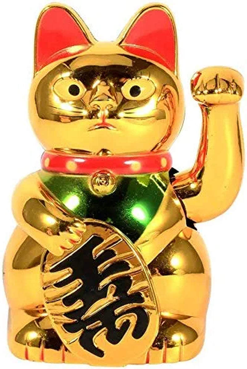 Chinese Lucky Cat Waving Gold Cats Fortune Arm Small Lucky Waving Feng Shui Gold Cat Waving Cat for Shop Store Decoration