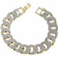 Mens Frosted Glitter Miami Cuban Curb Link 14K Gold Plated 8" Bracelet Hip Hop