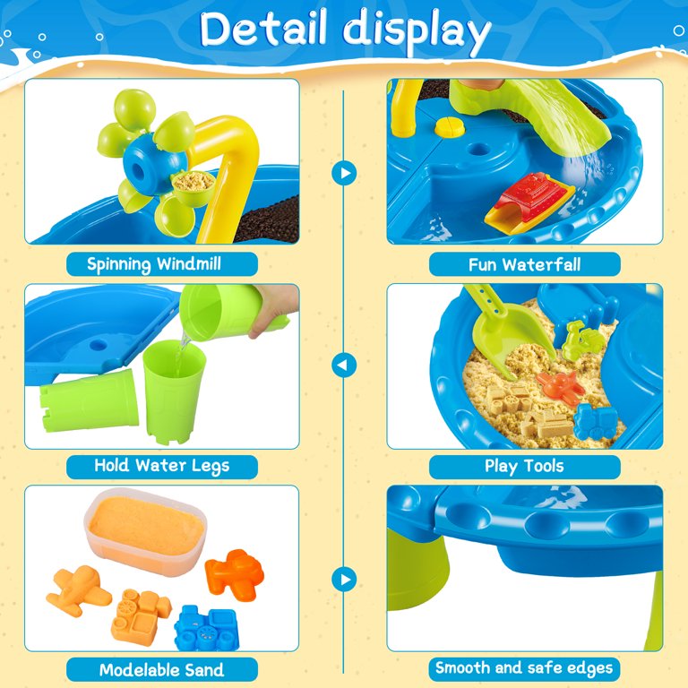 Hot Bee 3 in 1 Water Table for Toddlers 1 2 3 Year Old Outdoor Boys Girls Sand Water Beach Toys