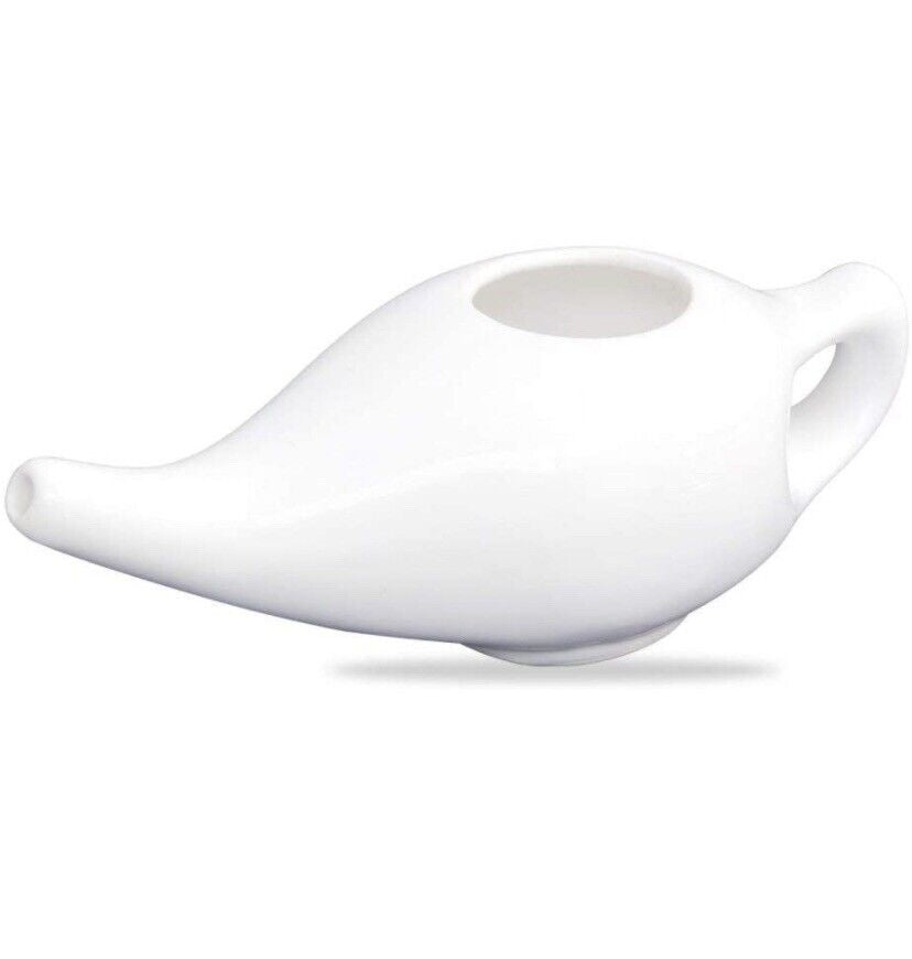 Neti Pot Ceramic Porcelain Nasal Wash Clear Allergy Congestion Mucus Dry Nose 1