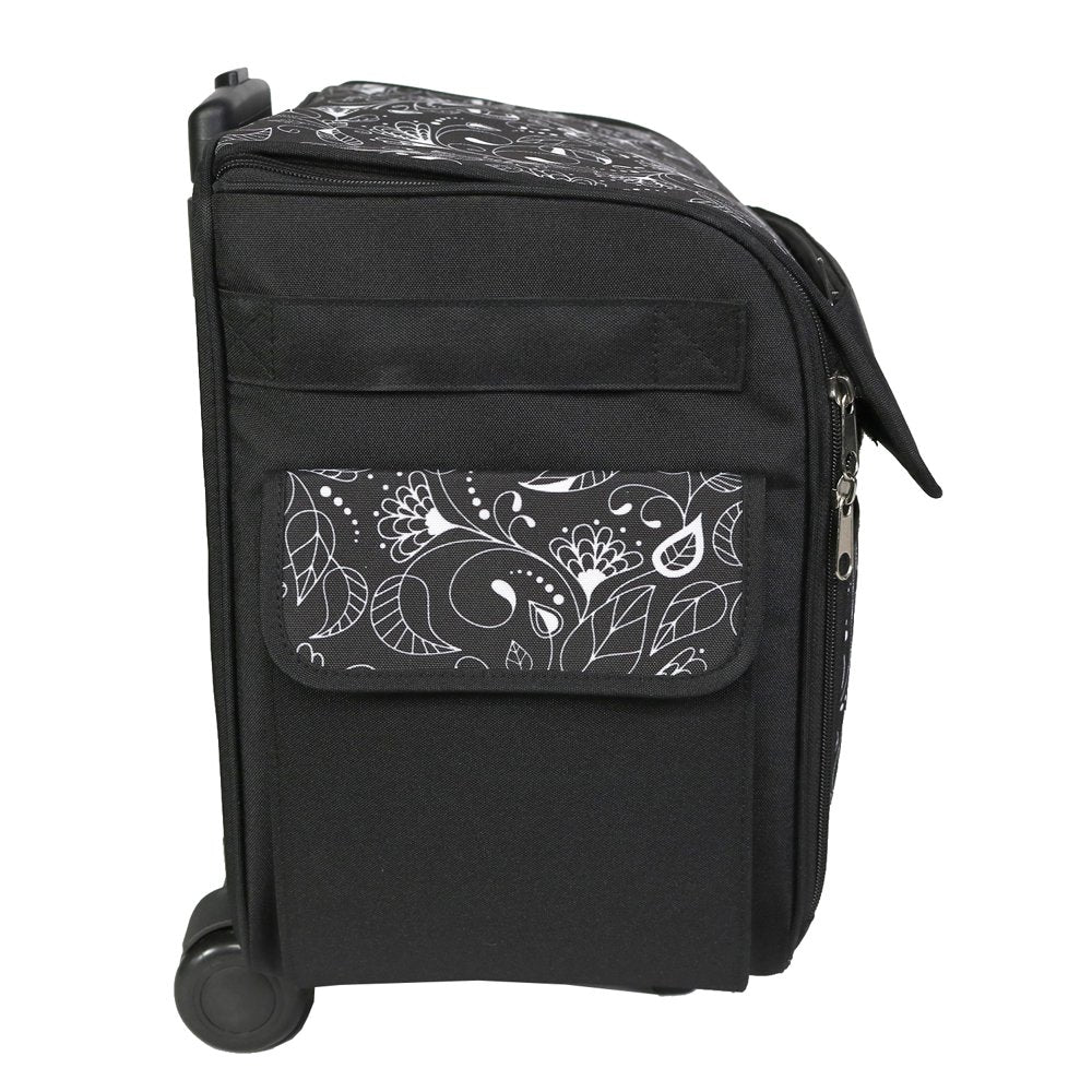 Rolling Sewing Machine Tote, Black & White