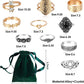 67Pcs Vintage Knuckle Rings Set Stackable Finger Rings Midi Rings for Women Bohemian Hollow Carved Flowers Gold&Silver Rings Crystal Joint Rings with Storage Bag