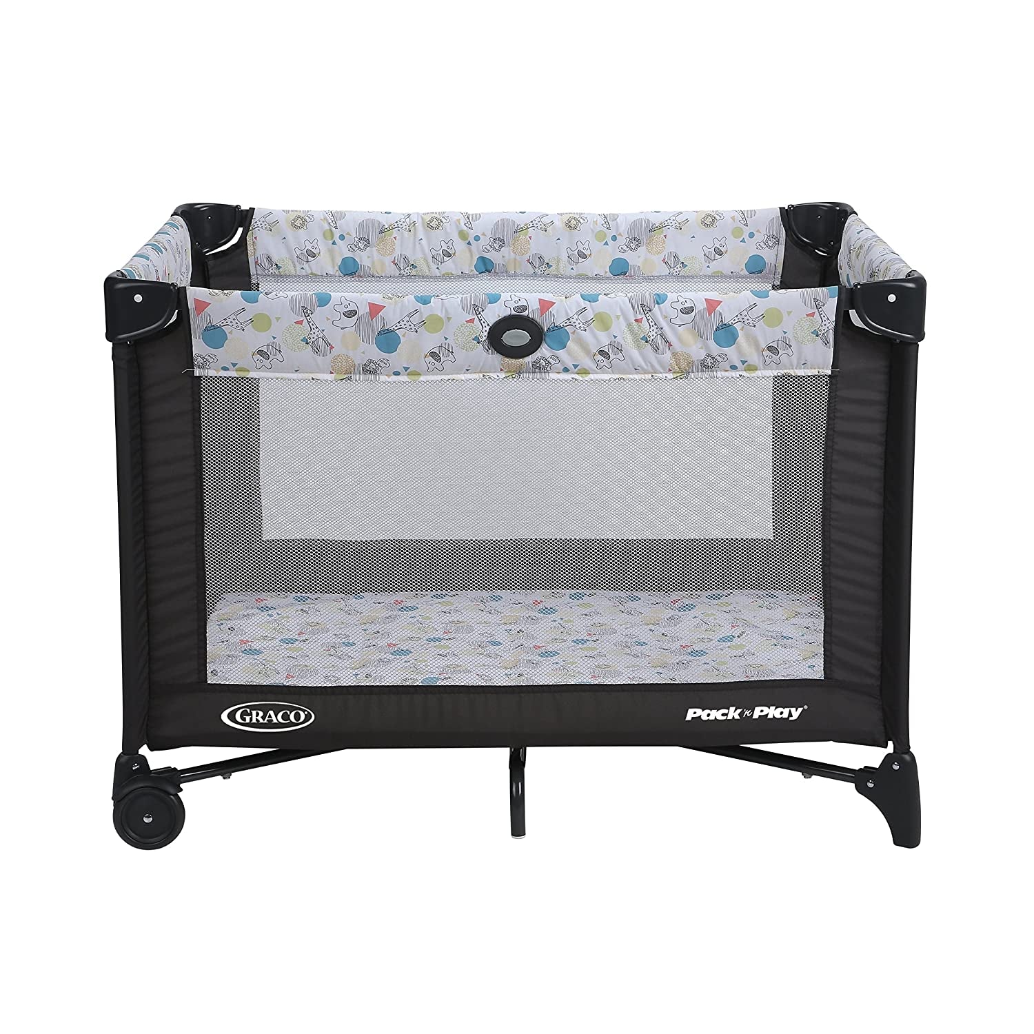 Pack and Play Portable Playard, Push Button Compact Fold, Carnival