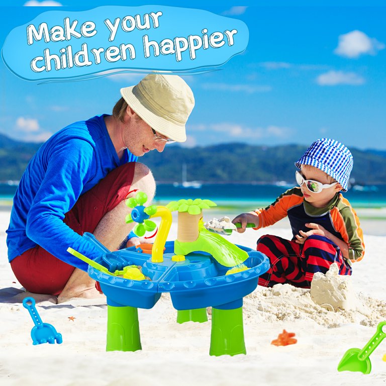 Hot Bee 3 in 1 Water Table for Toddlers 1 2 3 Year Old Outdoor Boys Girls Sand Water Beach Toys