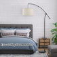Modern Floor Lamp for Living Room Contemporary Arc Lamp behind the Couch Tall Standing Reading Lamp with Hanging Shade & Foot Switch Adjustable Arm for Bedroom Office Industrial Style Lighting Black