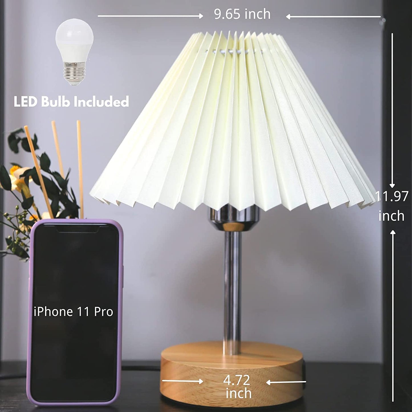 Touch Control Bedside Table Lamp with Dual USB Ports - Nordic Style LED Desk Lamp for Bedroom, 3-Way Dimmable Wooden Nightstand Lamp for Living Room, Kid'S Room, or Home Office ( Adapter Not Included)