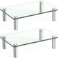 Dual Glass Monitor Stand Riser, 2 Pack Computer Monitor Riser, Clear Monitor Stand for Desk, Create More Storage Space under for Screens/Laptops/Printers