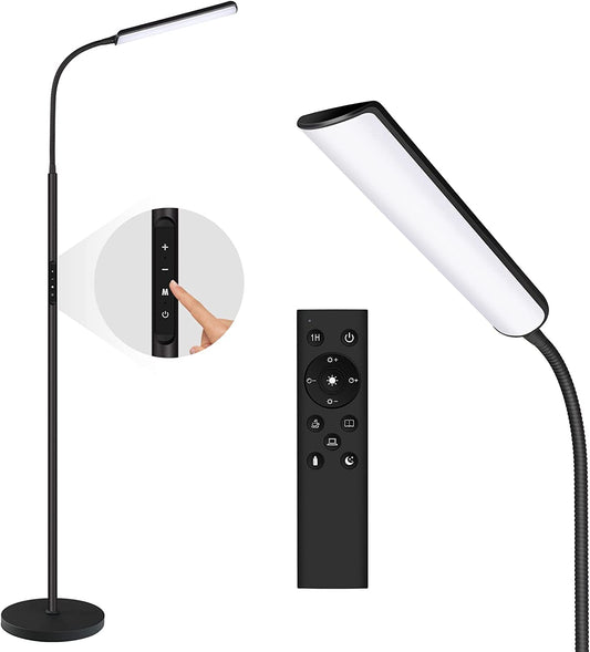 LED Floor Lamp, Bright 15W Floor Lamps for Living Room with 1H Timer, Stepless Adjustable 3000K-6000K Colors & Brightness Standing Lamp with Remote & Touch Control Reading Floor Lamps