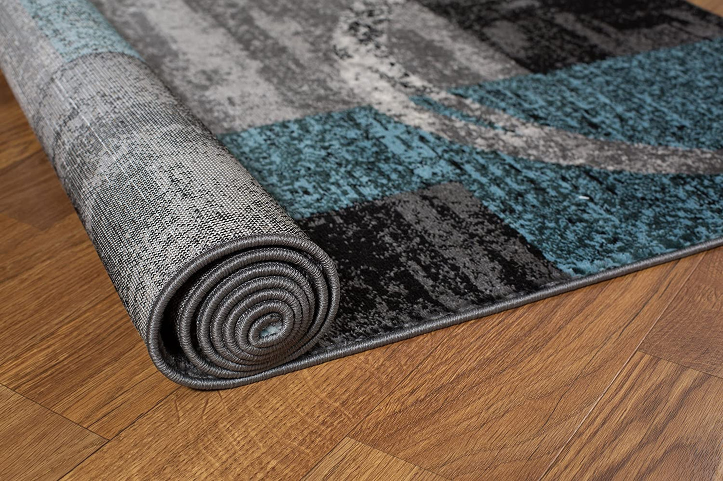 Contemporary Abstract Circle Design Soft Indoor Area Rug 5'3" X 7'3" Gray