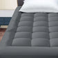 Mattress Pad Cover, Cooling Mattress Topper, Soft Qulited Fitted Pillowtop Mattress Protector down Alternative Overfilled with 8-21 Inch Deep Pocket (Gray - Checkered, California King)