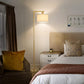 Gold Floor Lamp, Standing Lamp for Living Room Bedroom, Dimmable Floor Lamp, Tall Floor Lamp with Dimmer, Modern Arc Reading Light with Hanging Shade, Two Switches Design, Led Bulb Included