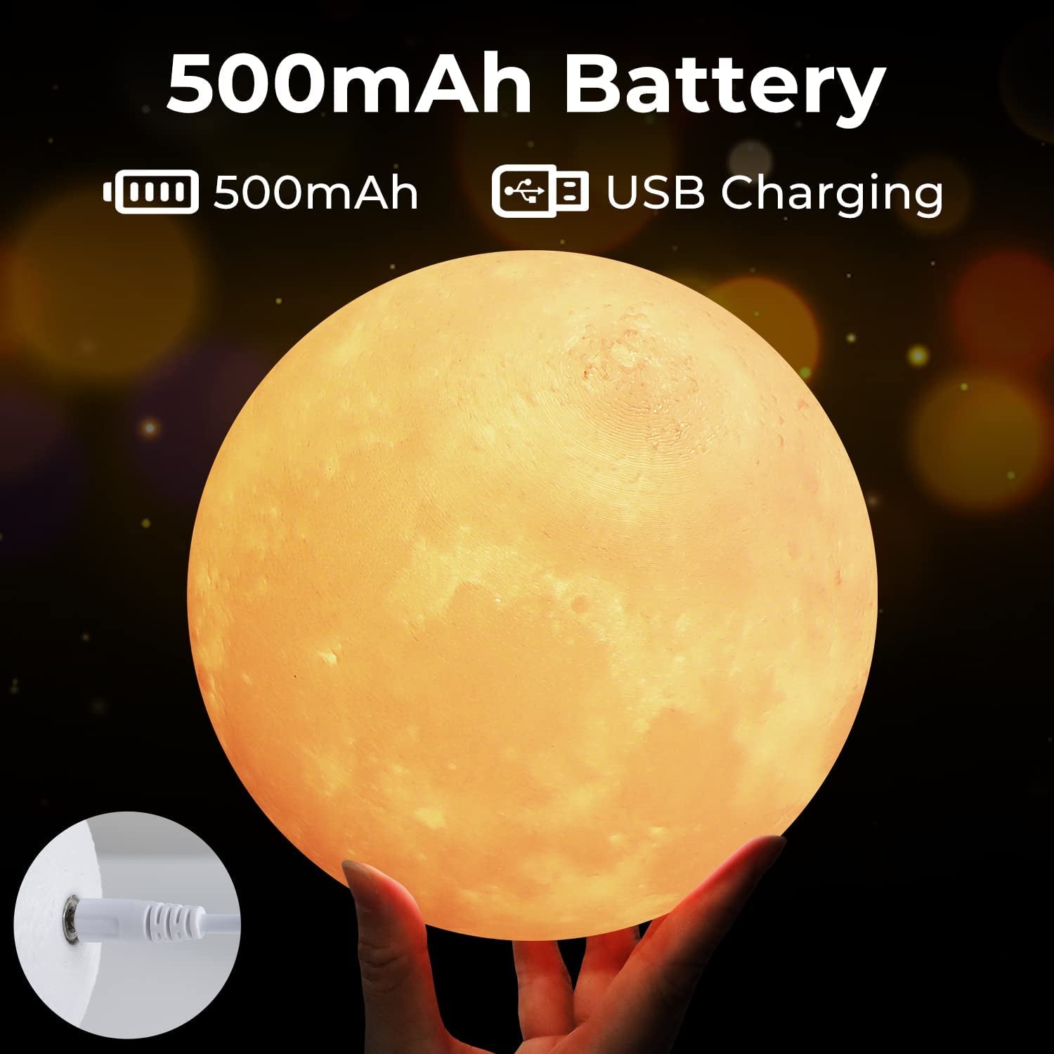 Moon Lamp, 16 Colors 7.1 Inch 3D Print Moon Light with Stand Remote Touch Tap Control, USB Rechargeable Dimmable LED Night Lights for Kids Adults Friends Family Lover Birthday Christmas Gifts