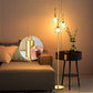 Decorative Gold Floor Lamp,3-Light Farmhouse Floor Lamps for Living Room with Smooth Dimmable ( Adjust Brightness Nightlight ), Modern Style Standing Tall Lamp of Diamond Cage - Bulb Included