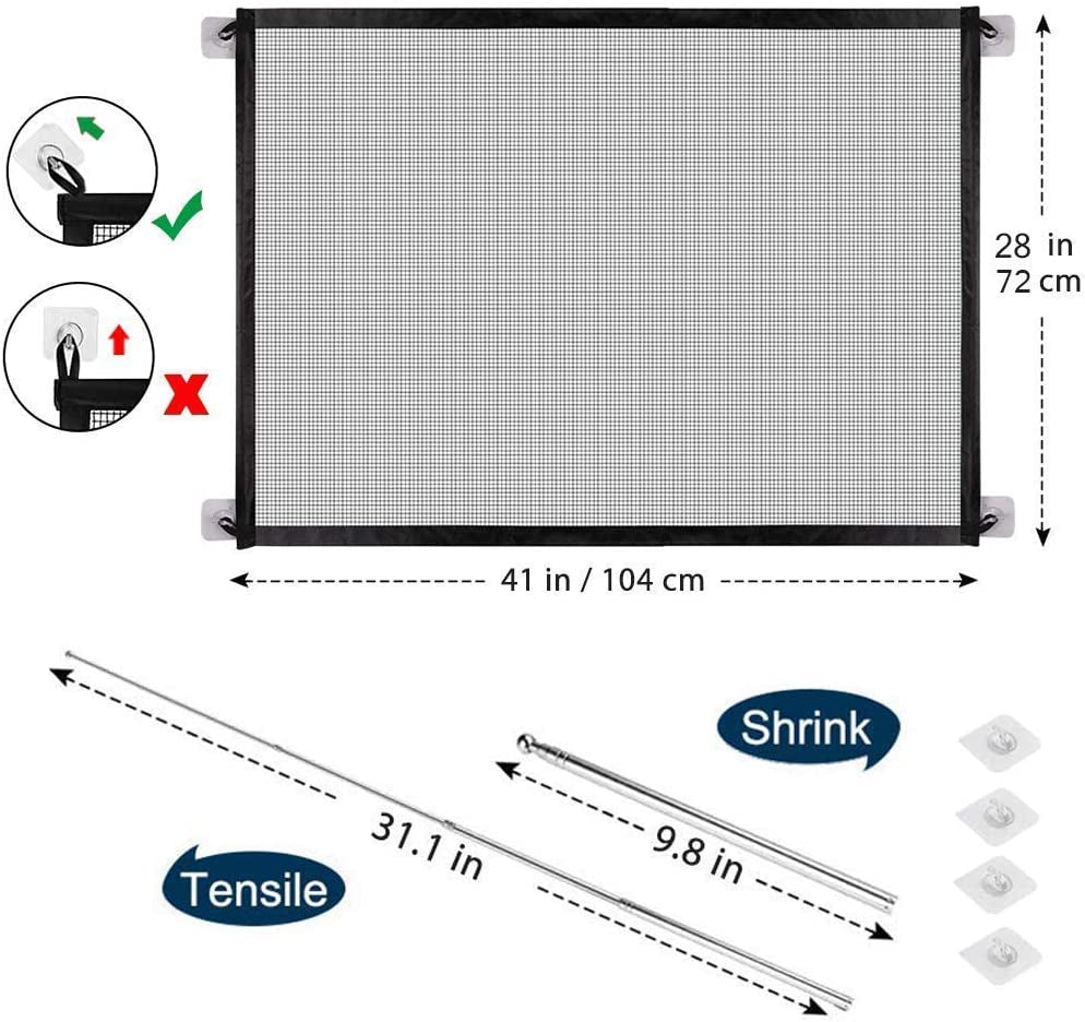 Mesh Dog Gate, Magic Gate for Dog, Portable Folding Pet Gate, Safety Guard for Pet, Safety Fence for House Stair Doorway Door, Black, 28.3*43.8In
